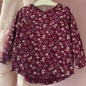 ✨3/$12✨ Cat & Jack Burgundy Floral Long Sleeve Tee